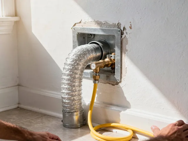 Bay Village Dryer Vent Cleaning certified technician performing specialized gas dryer vent cleaning in Bay Village